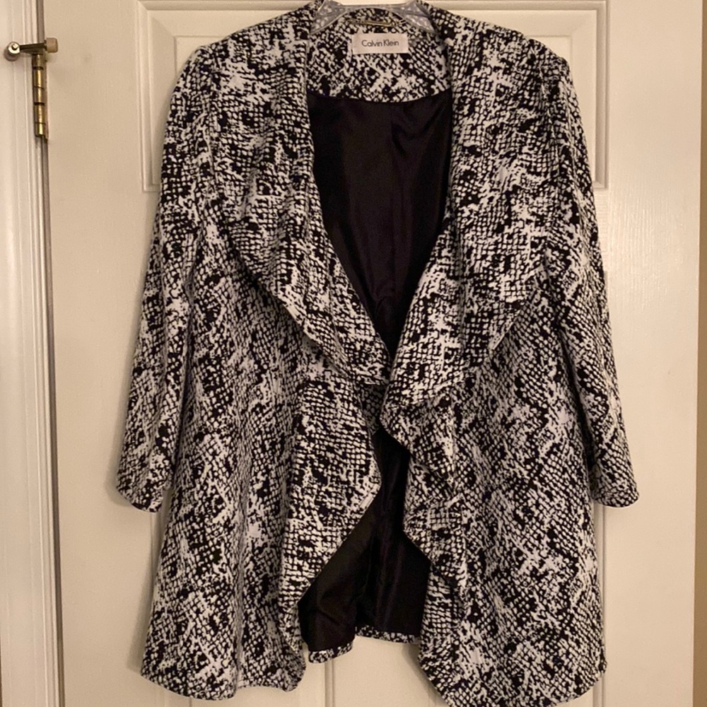 Calvin Klein open ruffled lapel jacket